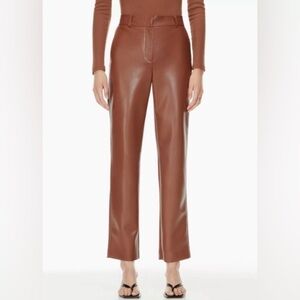 Aritzia Pants Women’s 00 Babaton Command Pant Vegan Leather Chocolate Brown